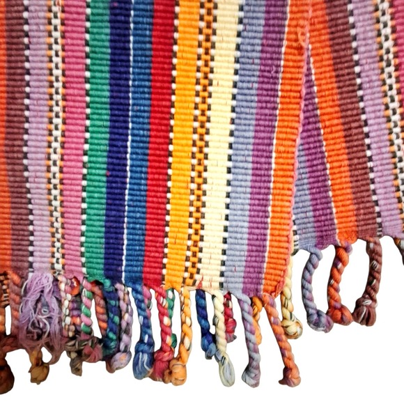 Multicolored Handwoven Boho Cotton Table Runner 63"x 13"in - Picture 3 of 6